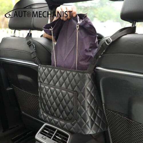 Car Handbag Holder Handbag Organizer in The Car Seat Hanging Storage Bag PU Leather Auto Storage Pocket Stowing Tidying Accessor