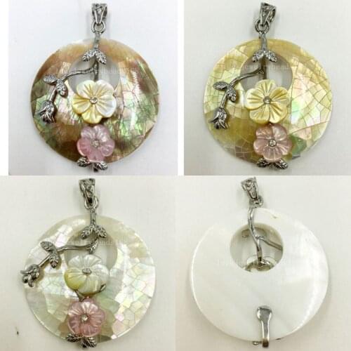 Free Shipping Women Fashion Jewelry Beatiful Mother of pearl Shell Chinese Round Pendant Bead 1pcs WFH475