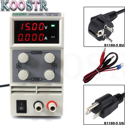 DC Power Supply KPS1505DF Variable 15V 5A Adjustable Switching Regulated Power Supply Digital with Alligator Leads lab Equipment