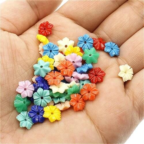 30pcs top selling Coral 8~12mm Six-petal Flower Loose Beads for Charms Women Jewelry Making DIY Necklace Earrings Accessories