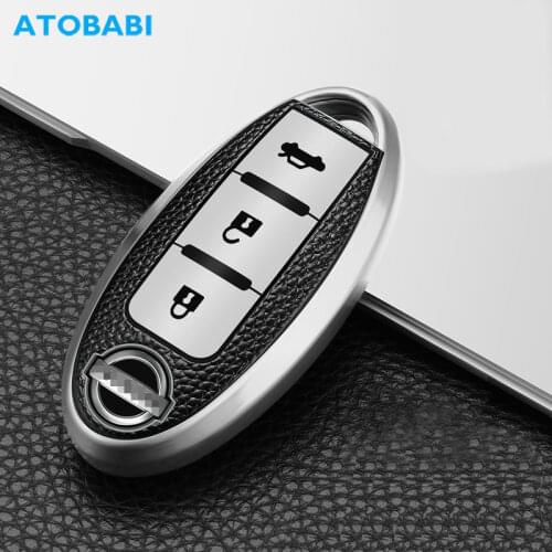 TPU Car Key Cover For Nissan 370Z GT-R Leaf March Versa Armada 2015 Infiniti Leather Pattern Smart Remote Control Protector Case