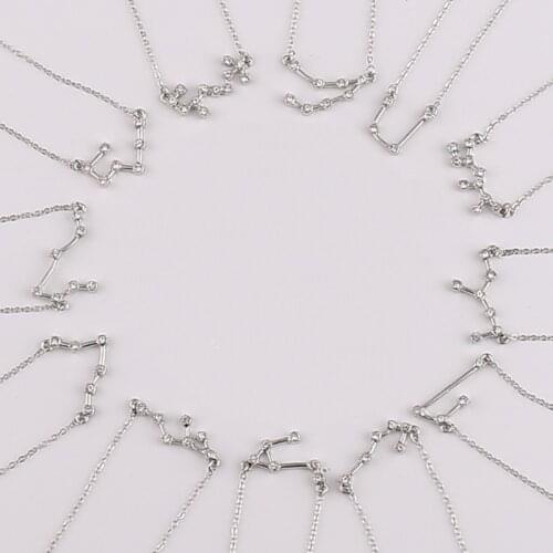 Cxwind New Crystal 12 Zodiac Signs Necklace Taurus Capricorn Scorpio Twelve Constellation Pendants Necklaces for Women Jewelry