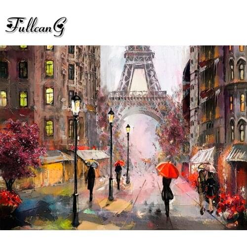FULLCANG European city landscape 5d diy diamond painting full square round drill rhinestone embroidery kits wall decor FG0028