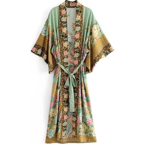 Green Yukata 2021 Japanese Fashion Bathrobe Female Japan Robe Kimono Haori Obi Yukata Women Traditional Japanese Kimonos
