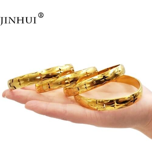 Jin Hui New Fashion lady Luxury Gold Color Jewelry Bangles Ethiopian African Women Dubai Bracelet Party wedding Gifts Can Open