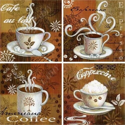 Full Square / Round Diamond Embroidery Crystal Mosaic Picture Still Life Coffee Diamond Painting Cross Stitch Hobbies & Crafts