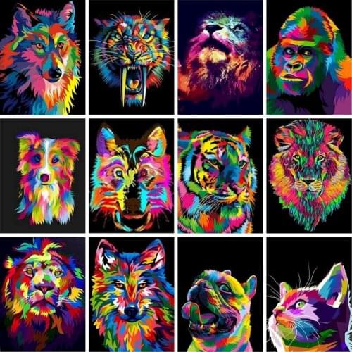 GATYZTORY 60×75cm Frame Painting By Numbers Colorful Animals Coloring By Numbers Canvas Painting Handpainted Diy Gift Home Decor
