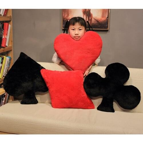 Chinese Playing Cards Spades Red Hearts Plum Blossom Cube Plush Pillow Toy Soft Stuffed Cartoon Game Cards Doll Sleeping Pillows