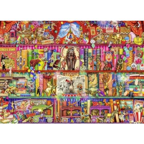 JMINE Div 5D Book bookcase circus Elephant Full Diamond Painting cross stitch kits art Scenic 3D paint by diamonds