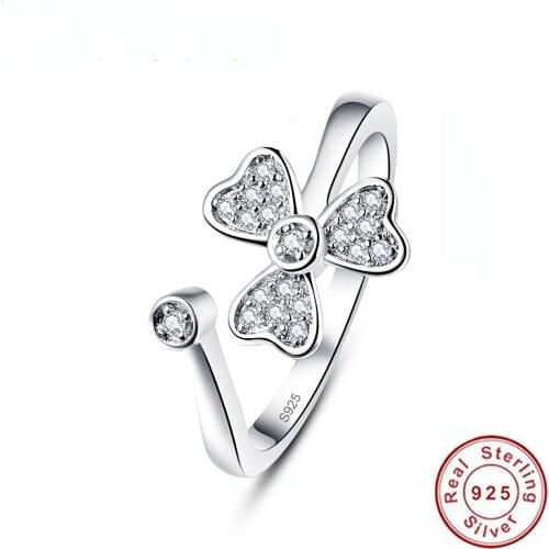 925 Silver Ring inlaid with zircon for Women Fine Jewelry Open Adjustable Ring