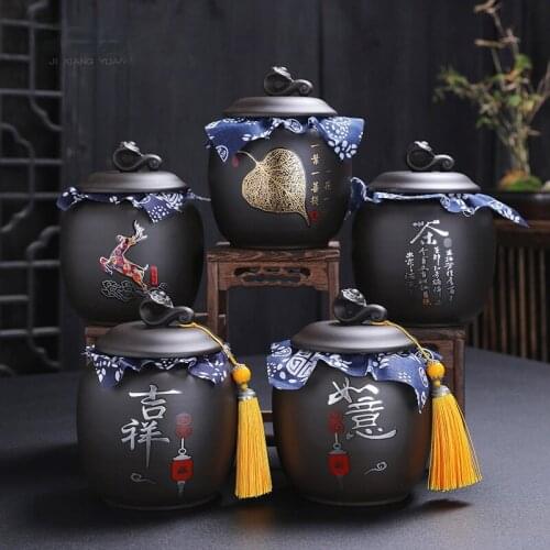 Handmade Chinese Tea Caddy Gift Purple Clay Seal Vintage Coffee Sugar Storage Jars Tee Box Porcelain Caja De Te Home Storage 50