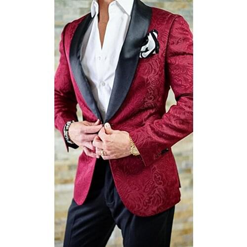 Handsome Groomsmen Embossing Groom Tuxedos Mens Wedding Dress Man Jacket Blazer Prom Dinner (Jacket+Pants+Tie) A06