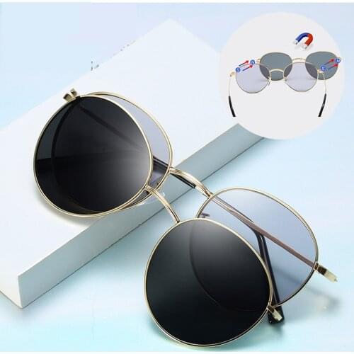 Fashion Round Clip On Sunglasses Men Women Magnetic Eyewear Eyeglass Frames Optical Glasses Frame UV400