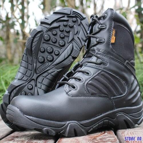 Men Tactical Military Boot Winter Genuine Leather Waterproof Rubber Work Shoes Mens Combat Ankle Army Boots