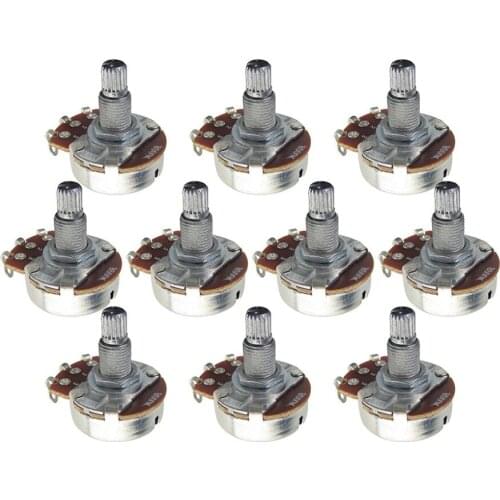 NEW 10pcs/lot Guitar Potentiometers B500K Full Size Long Split Shaft Pots for Electric Guitar Bass