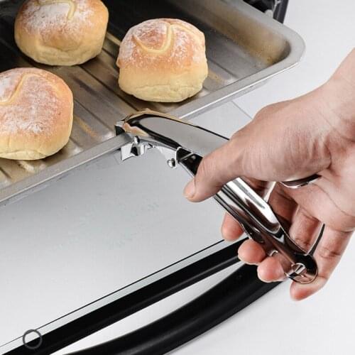 2021 New Stainless Steel BBQ Grill Grate Lifter Gripper Anti-Hot Plate Pan Clamp Clip