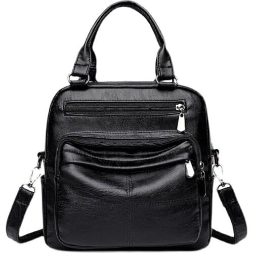 NEW 4 In 1 Back Method Anti Theft Women Leather Backpacks Purse Vintage Female Shoulder Bag Travel Small Backpack Lady D48