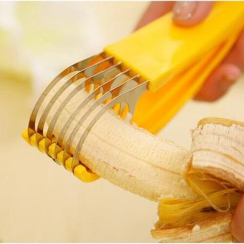 Stainless Steel banana cutter Home Kitchen Tool Vegetable Peeler Salad Slice Banana Slicer Chopper Fruit Cutter Cucumber Knife