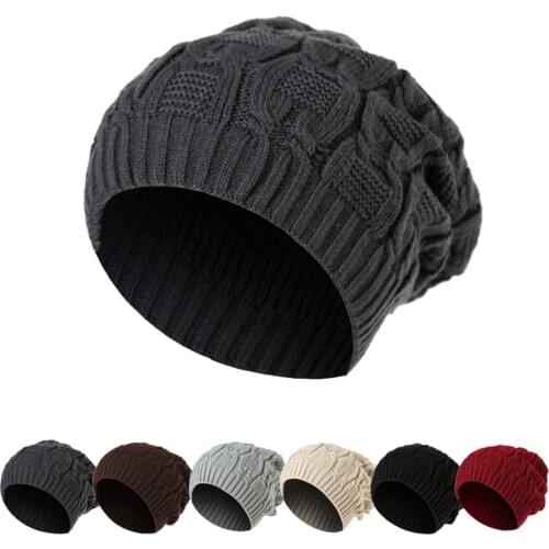 Men Women Solid Color Slouch Knitted Beanie Hat Autumn Winter Skateboard Cap Warm Outdoor womens double wool hat Xmas Gift