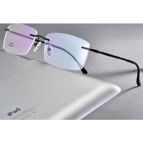 Mens Rimless Glasses Frame Women Transparent Eyeglasses Optical Myopia Business Clear Spectacle Frame Fashion Ultra-light