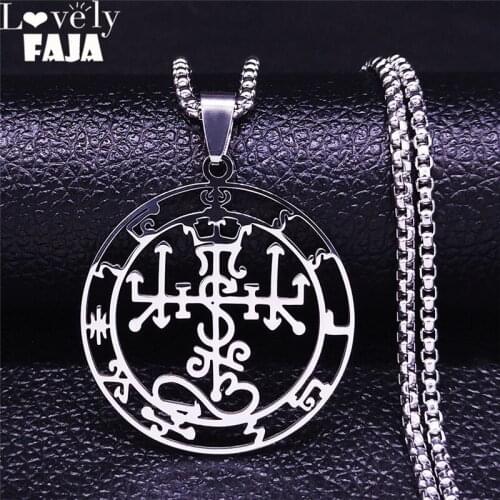 Unifying Symbol of Satan Stainless Steel Chain Necklaces Silver Color Pendant Necklace Women/Men Jewelry bijuteria N4352S03