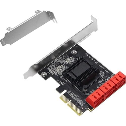 PCIE X4 To 6 SATA 3.0 Extend Adapter Card,For System Disk Boot, Support RAID1, AHCI,SPAN,RAIDO4 Modes