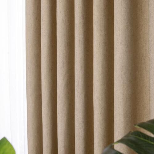 Solid Cotton Linen Blackout Curtain Window Hanging Curtain for Living Room Bedroom Easy Drape Dector for Window