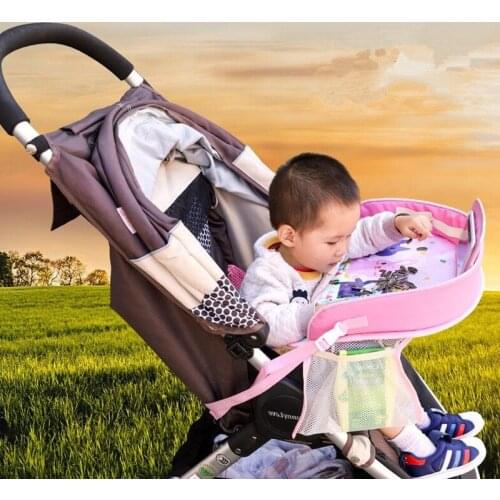 Baby Stroller Tray Pram Cartoon Car Seat Travel Tray Toys Food Water Holder Desk Kids Portable Waterproof Storage Table Playpens