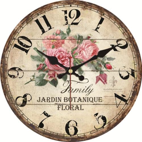 Shabby Chic,Flower Wall Clocks,Vintage Wall Clock,Wall Watches Home Decor,Rose Wall Clock Big