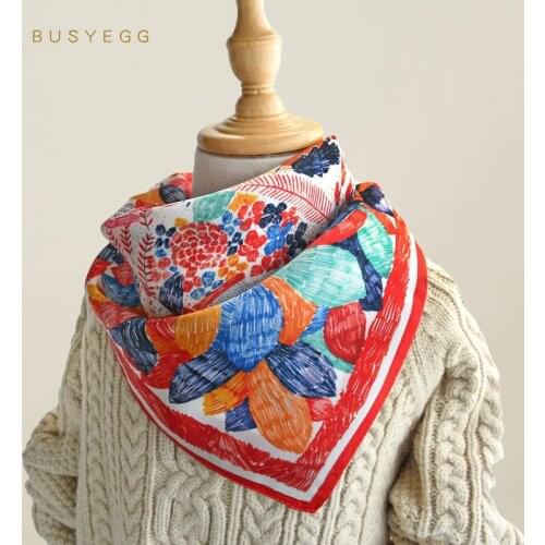 Colorful kid silk scarf printed 100% real silk foulard for baby 50cm small square neck scarves shawl luxury gift for ladies girl