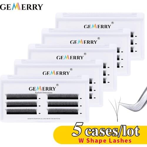 W Lashes 3D Premade Volume Fans Eyelash Extensions Makeup Supplies Natural Faux Mink Eyelashes 5pcs Individual False Eyelashes