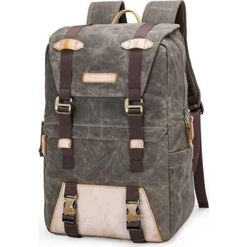 Camera Backpack Vintage Canvas Mirrorless Camera Bag Backpack Waterproof Large DSLR/SLR Camera Case Waterproof Compartment