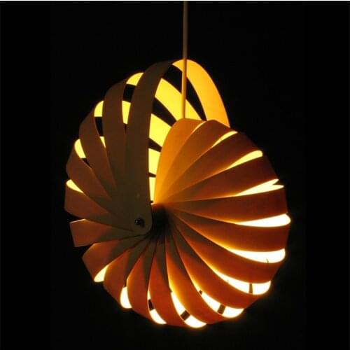 Nordic Art Ocean Conch Wooden Pendant Lights Bedroom Living Room LED Lamps Childrens Room Design Hanging Lights Fixtures