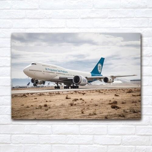 Modern Aesthetic Wall Art 1 Piece Canvas Cloth Fabric Painting Boeing 747 Passenger Plane Poster Prints Picture Room Decor