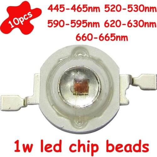10pcs 1W 3W Royal Blue 445-460nm 460-465nm Green 520-530nm Yellow 590-595nm IR Infrared 620-630nm 660-665nm 30mil LED light Bead