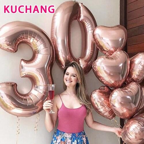 2pcs 32/40Inch Happy 30 Birthday Foil Balloons pink blue gold number 30th Years Old Party Decorations Man Boy Girl Supplies