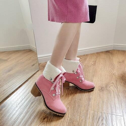 YQBTDL 2021 Autumn Flock Ankle Boots for Women Short Plush Ladies Pumps Woman High Heel Platform Rubber Shoes Plus Size34-43