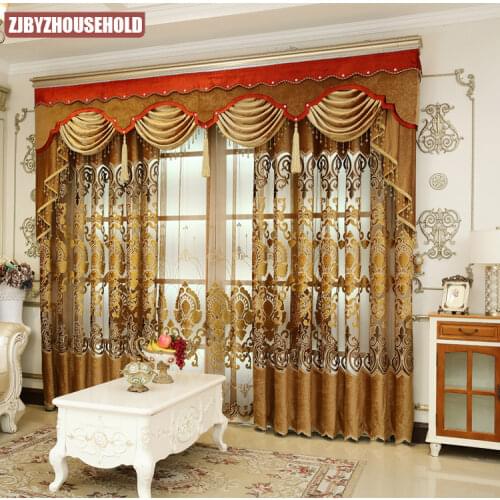 European Style Curtain Luxury Embroidered Velvet Curtains for Living Dining Room Bedroom Luxury European Curtains for Kitchen