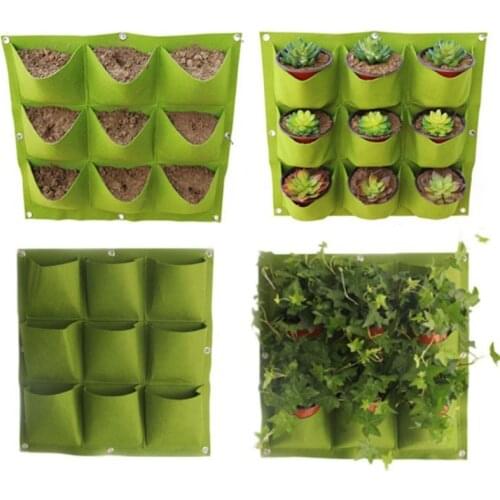 18/25/36/64 Pockets Green Grow Bags Planter Vertical Garden Vegetable Living Garden Bag Seedling Wall Hanging Plant Growing Bags