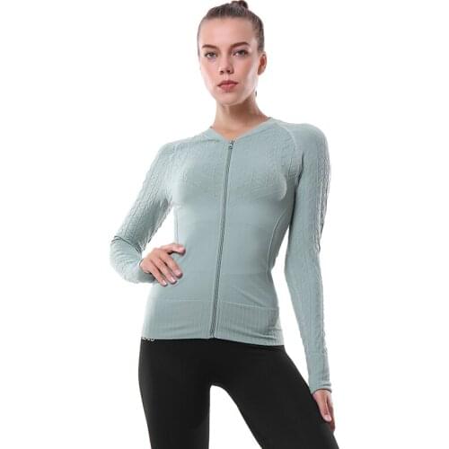 Women Athletic Sport Shirts Slim Fit Long Sleeved Fitness Coat Yoga Crop Tops With Thumb Holes Gym Jacket Workout Sweatshirts