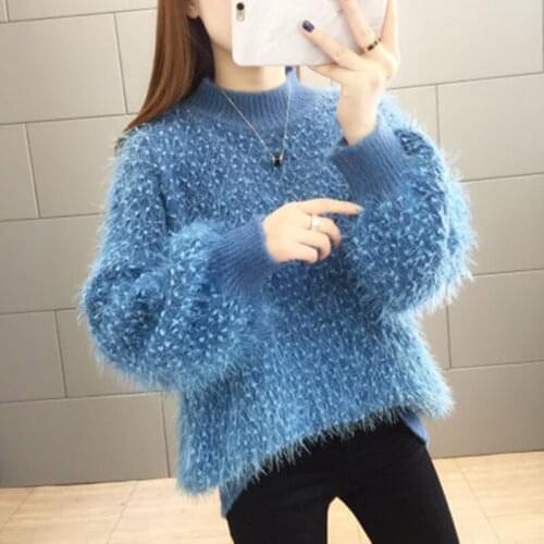2020 New Bright Silk Wool Ladies Knitted Sweater Loose Woman Sweater Autumn and Winter Turtleneck Women Outer Wear Fall Sweaters
