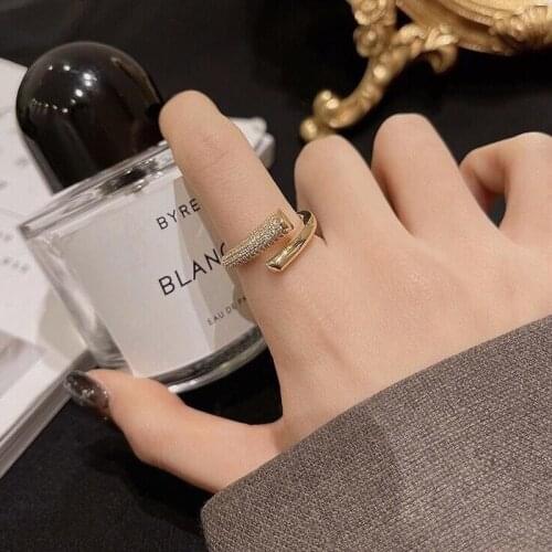 Woman Vintage Jewelry Delicate Ring Adjustable Opening Gold Color Metal Gothic Accessories Female Simple Fashion Woman Rings