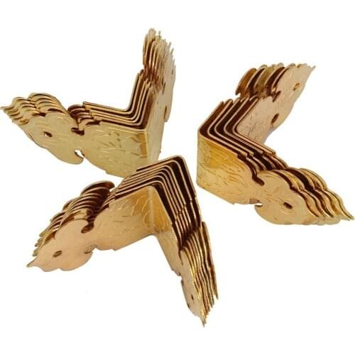 Golden Decorative Box Corner Protectors Vintage Style Edge Cover Engraved Designs Vintage Pack Of 20