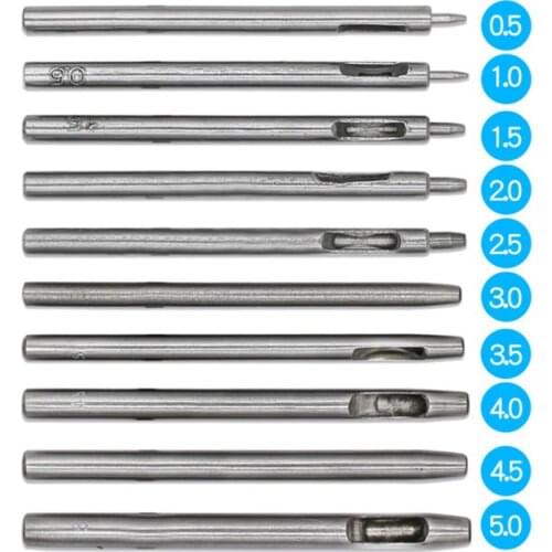 10pcs Leather Hole Punch Cutter 0.5mm-5mm Working Tools For Leather Watch Bands Belts Canvas Paper Plastics Round Hot A5YD