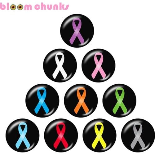 Pink purple green blue Ribbon 10pcs mixed 12mm/18mm/20mm/25mm Round photo glass cabochon demo flat back Making findings A5879