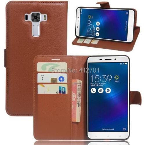 100pcs/lot Free shipping litchi Lychee Wallet Leather Case TPU case inside For Asus Zenfone 3 Laser ZC551KL