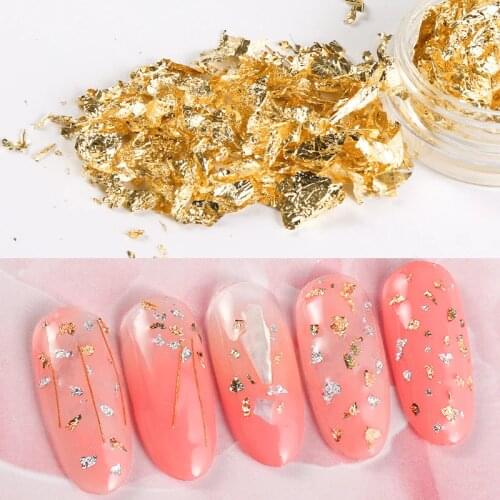 3D Metal Gold Silver Irregular Aluminum Foil Nail Art Manicure Stickers UV Gel Nail Polish Sticker Paper Nail Art Decoration