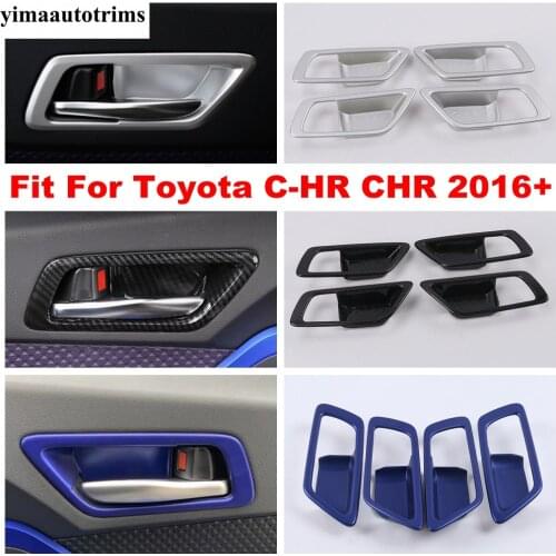 ABS Inner Door Handle Doorknob Bowl Frame Cover Trim For Toyota C-HR CHR 2016 - 2021 Carbon Fiber Look / Matte / Blue Interior