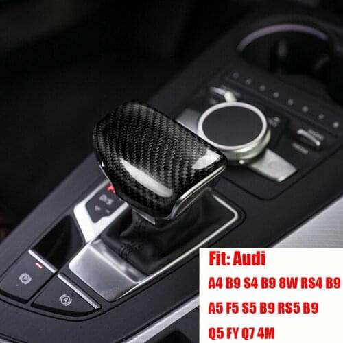Car Styling Center Console Gearshift Handle Cover Decoration Sticker Trim For Audi A4S4 RS4 B9 A5 S5 RS5 Q5 Q7 Real Carbon Fiber