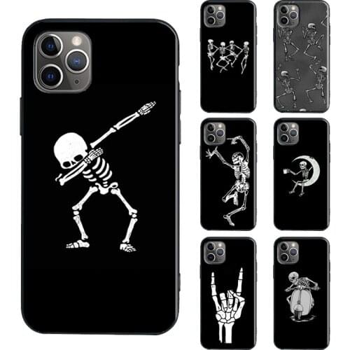 Spooky Skull Funny Dance Skeleton TPU Case For iPhone XR X XS Max SE 2020 6S 7 8 Plus 12 Pro mini 11 Pro Max Coque Capa